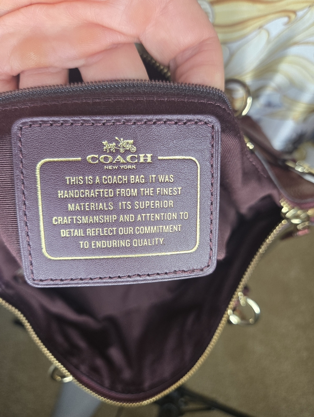 Coach Metallic Burgundy Pebbled Leather Satchel Crossbody Bag Gold Hardware - Picture 8 of 9